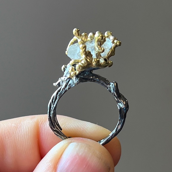 Handmade Crystal Branch Statement Ring Sz 7.5 - Picture 5 of 7